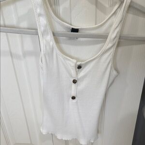 White Ribbed Tank Top